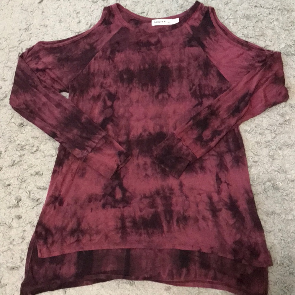 Long sleeve tie die with open shoulders